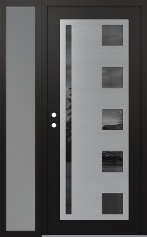 Diamond C3 52" x 80" black/black mirrored Glass Panel stainless steel RHI with Sidelite frosted Glass