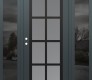 Modern Steel Front Door Diamond C16 68" x 80" anthracite/anthracite frosted Glass Panel black RHI with 2 Sidelites mirrored Glass