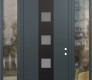 Modern Steel Front Door DIAMOND A12 68" X 96" ANTHRACITE/ANTHRACITE FROSTED GLASS PANEL BLACK LHI WITH 2 SIDELITES AND TRANSOM CLEAR GLASS