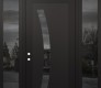 Modern Steel Front Door Diamond C4 60" x 96" black/black mirrored Glass Panel black RHI with 2 Sidelites and Transom mirrored Glass