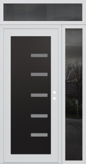 Diamond C8 48" x 96" white/white frosted Glass Panel black LHI with Sidelite and Transom mirrored Glass