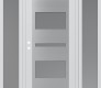 Modern Steel Front Door Diamond C10 64" x 80" white/white frosted Glass Panel stainless steel RHI with 2 Sidelites frosted Glass