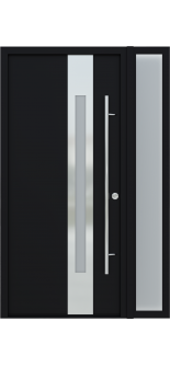 MODERN FRONT STEEL DOOR ZEPHYR BLACK/WHITE 49 1/4" X 81 11/16" LHI + SIDELITE RIGHT