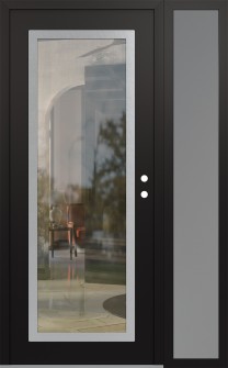 Diamond C1 52" x 80" black/black clear Glass Panel stainless steel LHI with Sidelite frosted Glass