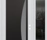 Modern Steel Front Door Diamond C13 50" x 96" white/white frosted Glass Panel black LHI with Sidelite and Transom mirrored Glass