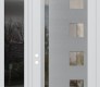 Modern Steel Front Door Diamond C3 48" x 96" white/white clear Glass Panel stainless steel RHI with Sidelite and Transom mirrored Glass