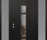 Modern Steel Front Door DIAMOND A9 60" X 96" BLACK/BLACK CLEAR GLASS PANEL BLACK RHI WITH 2 SIDELITES AND TRANSOM FROSTED GLASS