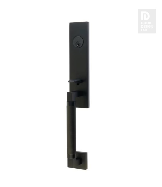 EMTEK HERCULES KNURLED MONOLITHIC SINGLE CYLINDER KEYD 4218 FLAT BLACK US19 for Steel Front Doors