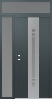 DIAMOND A4 50" X 96" ANTHRACITE/ANTHRACITE FROSTED GLASS PANEL STAINLESS STEEL RHI WITH SIDELITE AND TRANSOM FROSTED GLASS