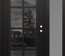 Modern Steel Front Door Diamond C16 52" x 80" black/black mirrored Glass Panel black LHI with Sidelite frosted Glass