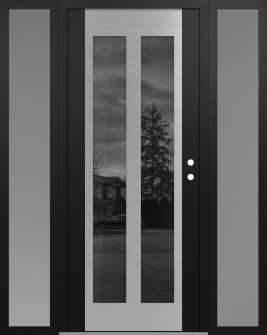 Diamond C14 68" x 80" black/black mirrored Glass Panel stainless steel LHI with 2 Sidelites frosted Glass