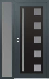 Diamond C3 48" x 80" anthracite/anthracite frosted Glass Panel black RHI with Sidelite frosted Glass