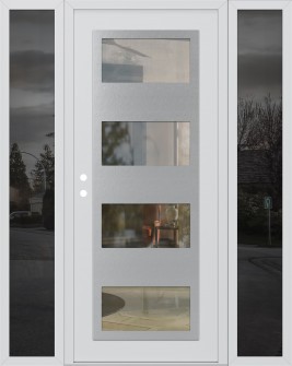 Diamond C2 68" x 80" white/white clear Glass Panel stainless steel RHI with 2 Sidelites mirrored Glass