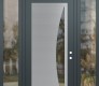 Modern Steel Front Door Diamond C13 60" x 96" anthracite/anthracite clear Glass Panel stainless steel LHI with 2 Sidelites and Transom clear Glass