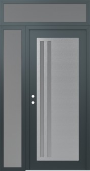 Diamond C6 50" x 96" anthracite/anthracite frosted Glass Panel stainless steel RHI with Sidelite and Transom frosted Glass
