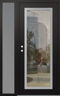 Diamond C1 50" x 80" black/black clear Glass Panel stainless steel RHI with Sidelite frosted Glass