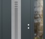 Modern Steel Front Door DIAMOND A5 52" X 96" ANTHRACITE/ANTHRACITE FROSTED GLASS PANEL STAINLESS STEEL LHI WITH SIDELITE AND TRANSOM CLEAR GLASS