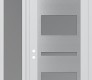 Modern Steel Front Door Diamond C10 50" x 96" white/white frosted Glass Panel stainless steel RHI with Sidelite and Transom frosted Glass