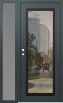 Diamond C1 52" x 80" anthracite/anthracite clear Glass Panel black RHI with Sidelite frosted Glass