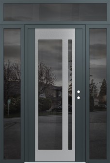 Diamond C15 60" x 96" anthracite/anthracite mirrored Glass Panel stainless steel LHI with 2 Sidelites and Transom mirrored Glass