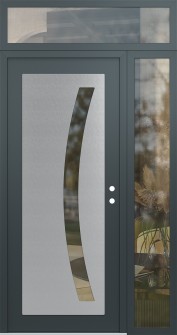 Diamond C4 52" x 96" anthracite/anthracite clear Glass Panel stainless steel LHI with Sidelite and Transom clear Glass