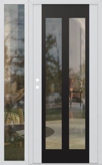 Diamond C14 50" x 80" white/white clear Glass Panel black RHI with Sidelite clear Glass