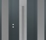 Modern Steel Front Door DIAMOND A2 64" X 96" ANTHRACITE/ANTHRACITE FROSTED GLASS PANEL STAINLESS STEEL RHI WITH 2 SIDELITES AND TRANSOM FROSTED GLASS