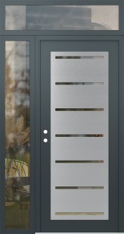 Diamond C11 50" x 96" anthracite/anthracite clear Glass Panel stainless steel RHI with Sidelite and Transom clear Glass