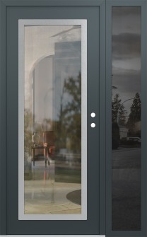 Diamond C1 50" x 80" anthracite/anthracite clear Glass Panel stainless steel LHI with Sidelite mirrored Glass