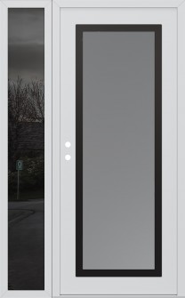 Diamond C1 52" x 80" white/white frosted Glass Panel black RHI with Sidelite mirrored Glass