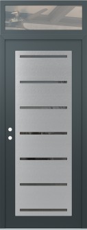 Diamond C11 36" x 96" anthracite/anthracite mirrored Glass Panel stainless steel RHI with Transom clear Glass