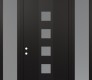 Modern Steel Front Door DIAMOND A13 60" X 96" BLACK/WHITE FROSTED GLASS PANEL BLACK RHI WITH 2 SIDELITES AND TRANSOM FROSTED GLASS