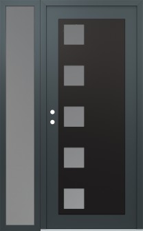 Diamond C5 48" x 80" anthracite/anthracite frosted Glass Panel black RHI with Sidelite frosted Glass