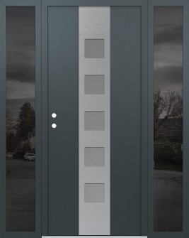 DIAMOND A13 64" X 80" ANTHRACITE/ANTHRACITE FROSTED GLASS PANEL STAINLESS STEEL RHI WITH 2 SIDELITES MIRRORED GLASS