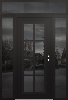 Diamond C16 64" x 96" black/black mirrored Glass Panel black LHI with 2 Sidelites and Transom mirrored Glass