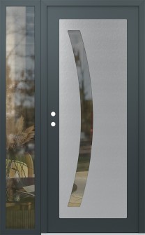 Diamond C4 50" x 80" anthracite/anthracite clear Glass Panel stainless steel RHI with Sidelite clear Glass