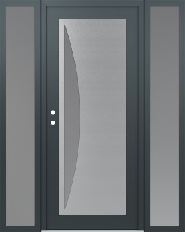 Diamond C13 64" x 80" anthracite/anthracite frosted Glass Panel stainless steel RHI with 2 Sidelites frosted Glass