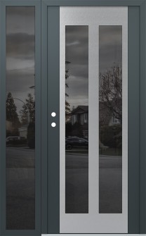 Diamond C14 48" x 80" anthracite/anthracite mirrored Glass Panel stainless steel RHI with Sidelite mirrored Glass