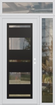 Diamond C10 52" x 96" white/white clear Glass Panel black LHI with Sidelite and Transom clear Glass