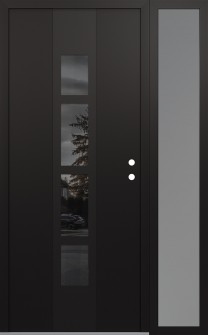 DIAMOND A10 48" X 80" BLACK/BLACK MIRRORED GLASS PANEL BLACK LHI WITH SIDELITE FROSTED GLASS