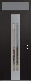 DIAMOND A8 36" X 96" BLACK/BLACK CLEAR GLASS PANEL STAINLESS STEEL LHI WITH TRANSOM FROSTED GLASS