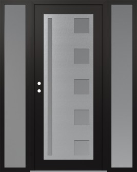 Diamond C3 60" x 80" black/white frosted Glass Panel stainless steel RHI with 2 Sidelites frosted Glass