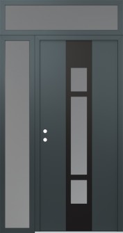 DIAMOND A9 50" X 96" ANTHRACITE/ANTHRACITE FROSTED GLASS PANEL BLACK RHI WITH SIDELITE AND TRANSOM FROSTED GLASS