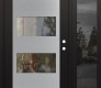 Modern Steel Front Door Diamond C2 48" x 80" black/black clear Glass Panel stainless steel LHI with Sidelite mirrored Glass