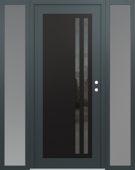 Diamond C6 60" x 80" anthracite/anthracite mirrored Glass Panel black LHI with 2 Sidelites frosted Glass