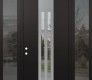 DIAMOND A8 64" X 96" BLACK/BLACK CLEAR GLASS PANEL STAINLESS STEEL LHI WITH 2 SIDELITES AND TRANSOM MIRRORED GLASS