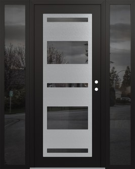 Diamond C10 60" x 80" black/black mirrored Glass Panel stainless steel LHI with 2 Sidelites mirrored Glass