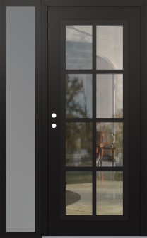 Diamond C16 50" x 80" black/black clear Glass Panel black RHI with Sidelite frosted Glass