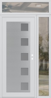 Diamond C5 52" x 96" white/white frosted Glass Panel stainless steel LHI with Sidelite and Transom clear Glass