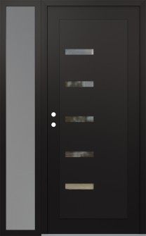 Diamond C8 48" x 80" black/black clear Glass Panel black RHI with Sidelite frosted Glass